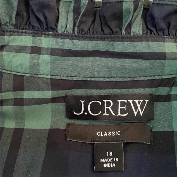 J. Crew Classic Plaid Blouse in Green and Navy - Picture 5 of 7
